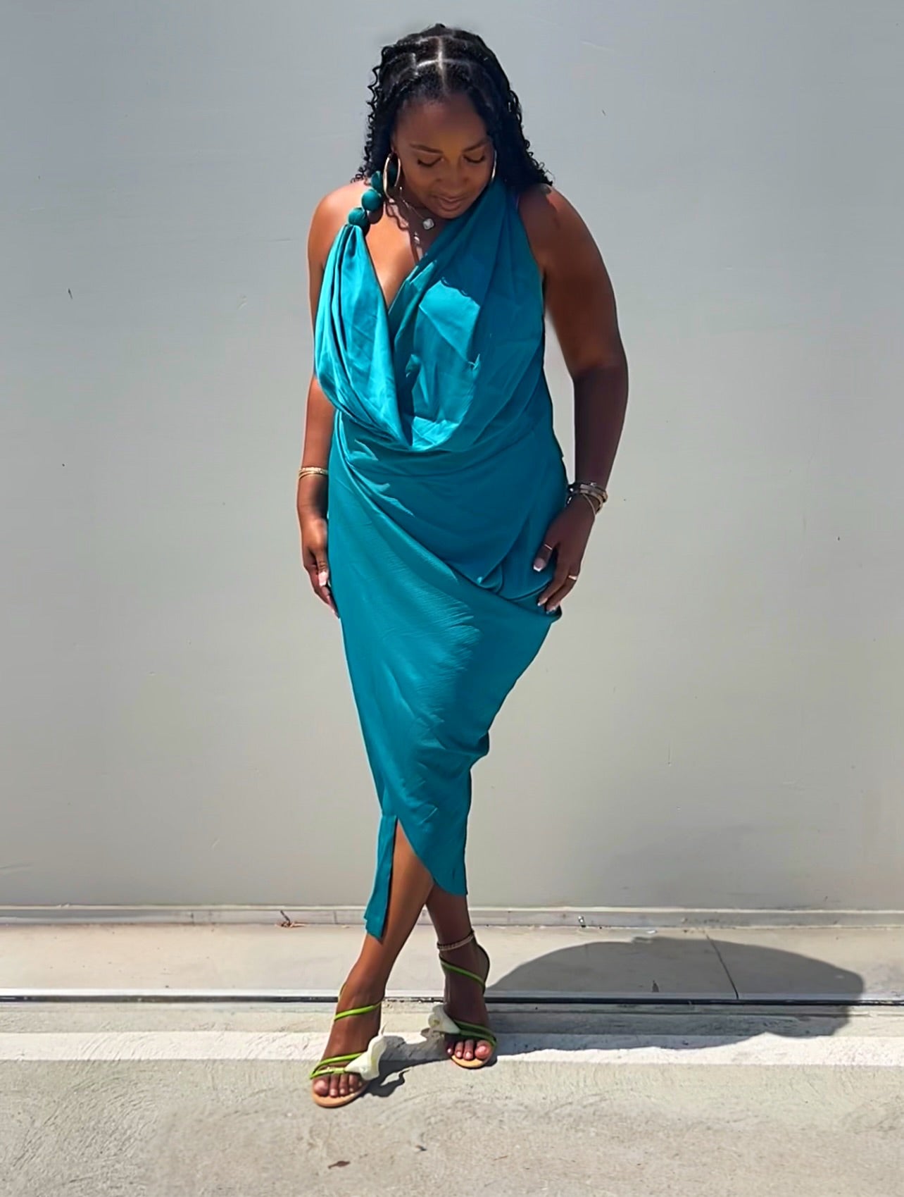 Blue Dream | Faux Wrap Midi Dress